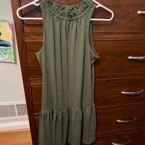 XS Petite Banana Republic Olive Sleeveless Swing Dress